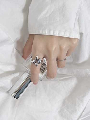 925 Sterling Silver Cubic Zirconia Geometric Trend Band Ring