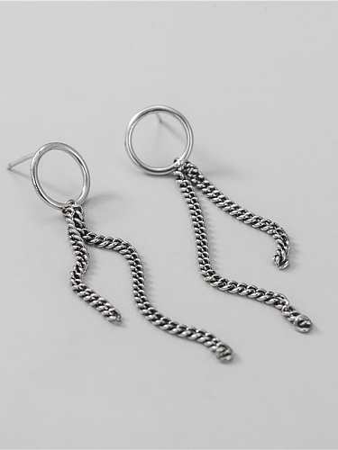 925 Sterling Silver Tassel Chain Vintage Threader Earring