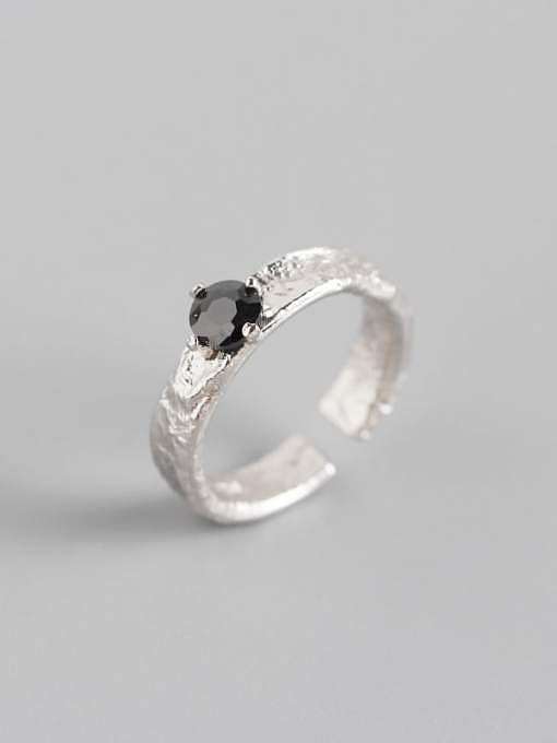 925 Sterling Silver Rhinestone Geometric Classic Solitaire Ring