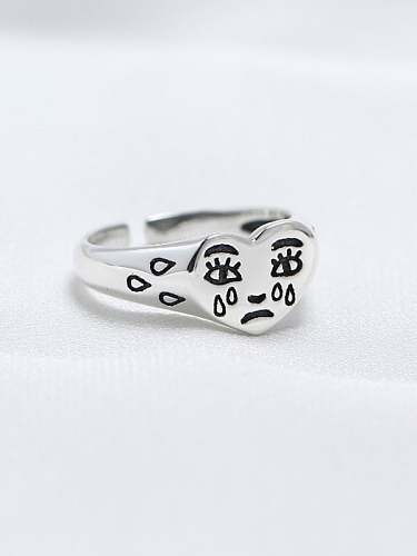 925 Sterling Silver Heart Funny Trend Band Ring