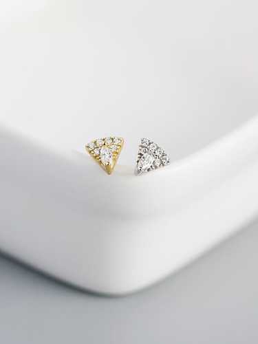 925 Sterling Silver Cubic Zirconia Triangle Vintage Stud Earring