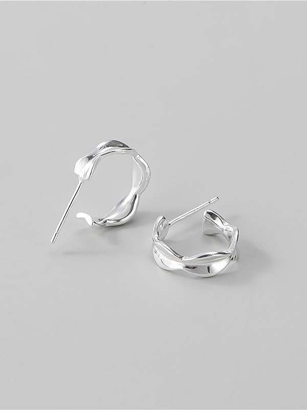 925 Sterling Silver Curved Wave C Shape Minimalist Stud Earring