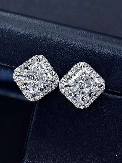 925 Sterling Silver High Carbon Diamond Ice cut Pincushion Dainty Stud Earring