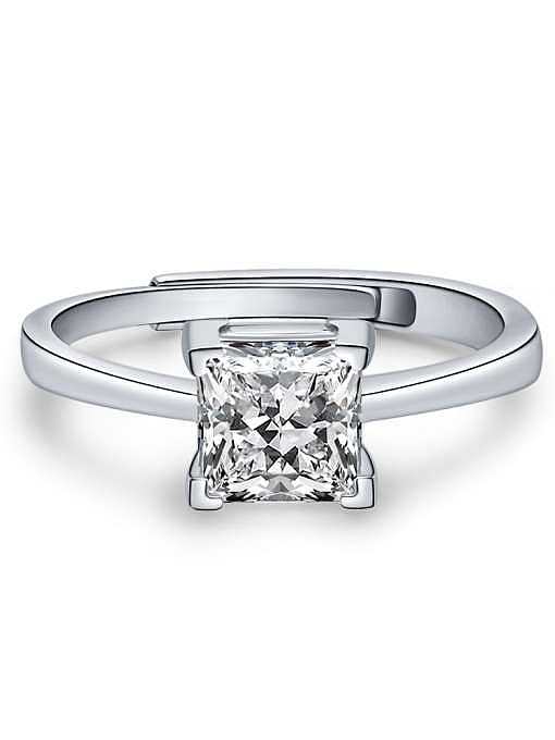 Anel geométrico minimalista diamante prata esterlina 925 alto carbono
