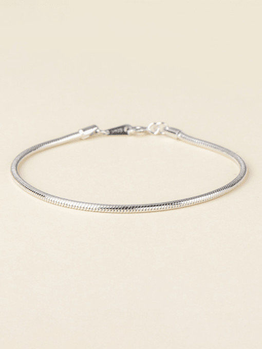 Unregelmäßiges, minimalistisches Schlangenknochen-Kettenglied-Armband aus 925er Sterlingsilber