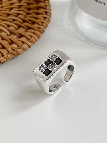925 Sterling Silver Cubic Zirconia Geometric Vintage Band Ring