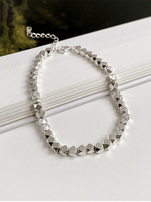 925 Sterling Silver Hexagon Vintage Beaded Bracelet