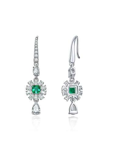 Boucle d'oreille de luxe en forme de goutte d'eau verte en argent sterling 925 avec diamant à haute teneur en carbone