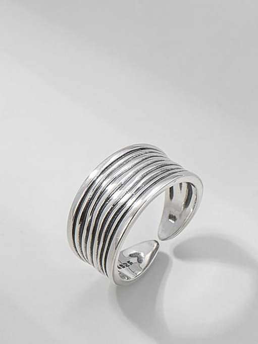 925 Sterling Silver Geometric Vintage Multilayer Line Stackable Ring