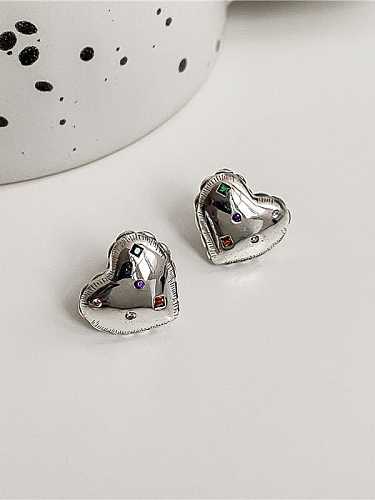 Boucles d'Oreilles Tendance Coeur Argent 925 Oxyde de Zirconium