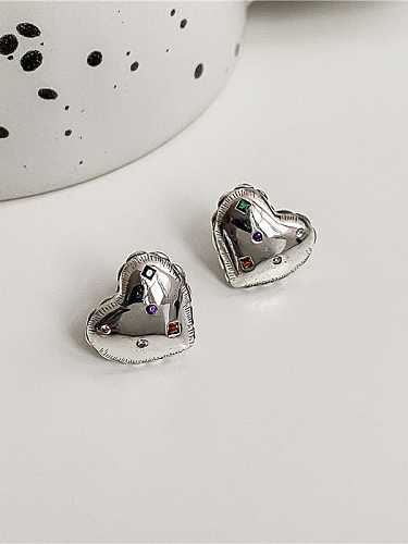 925 Sterling Silver Cubic Zirconia Heart Trend Stud Earring
