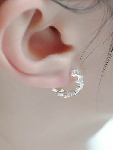 925 Sterling Silver Hollow Heart Minimalist Huggie Earring