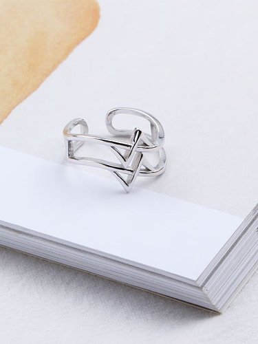 خاتم من الفضة الإسترليني عيار 925 يمكن تكويمه بشكل هندسي بسيط