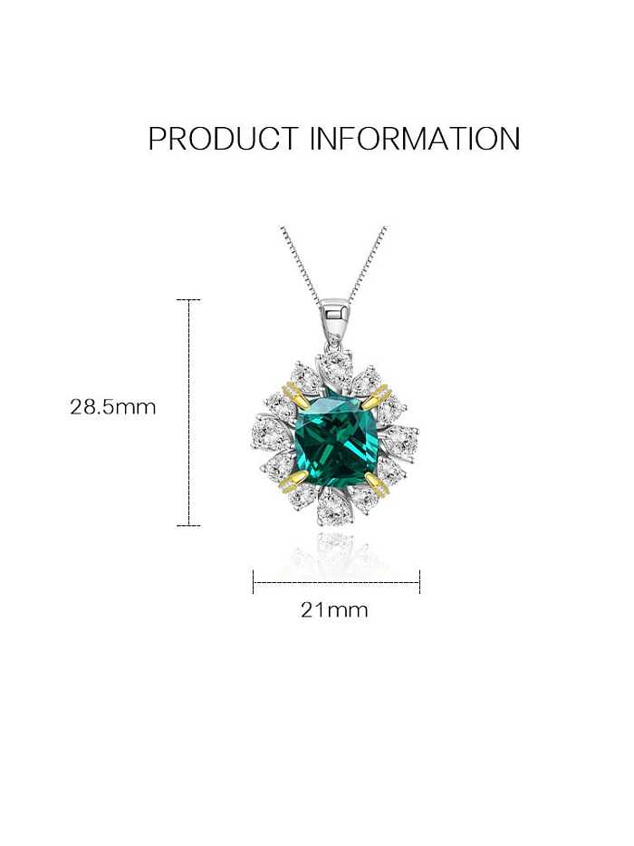 Collier de luxe fleur de diamant à haute teneur en carbone en argent sterling 925