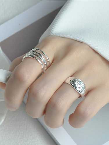 925 Sterling Silver Geometric Minimalist Multilayer layer Line Stackable Ring