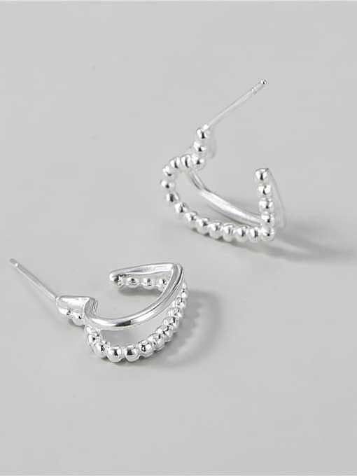925 Sterling Silver Heart Minimalist  Double Layer Stud Earring