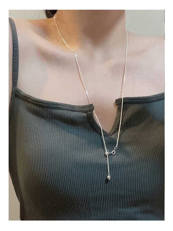 925 Sterling Silver Heart Dainty Lariat Necklace