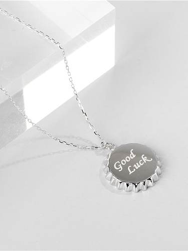 Collar minimalista de plata de ley 925 con letra redonda "BUENA SUERTE"