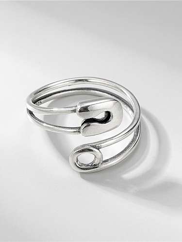 خاتم من الفضة الإسترليني عيار 925 بتصميم هندسي عتيق قابل للتكديس