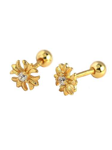 925 Sterling Silver Cubic Zirconia Flower Minimalist Stud Earring