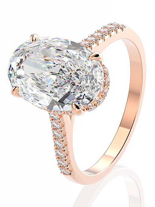 Ovaler zierlicher Bandring mit Diamanten aus 925er Sterlingsilber mit hohem Kohlenstoffgehalt