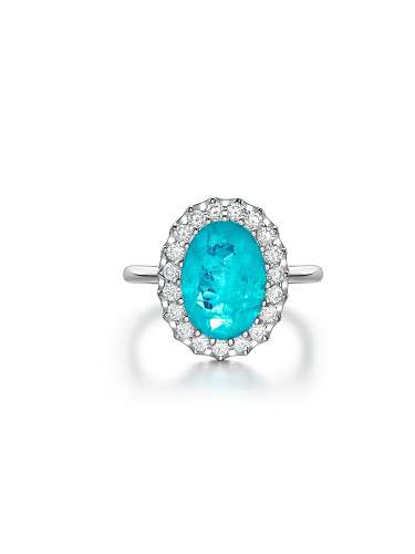 Anillo delicado geométrico azul de diamante de alto carbono de plata de ley 925