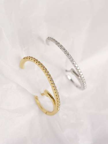925 Sterling Silver Rhinestone White Geometric Trend Huggie Earring