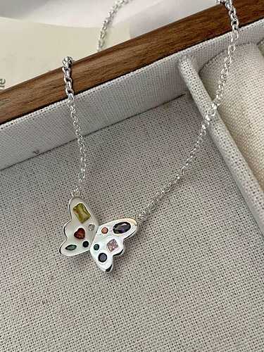 925 Sterling Silver Cubic Zirconia Butterfly Vintage Necklace