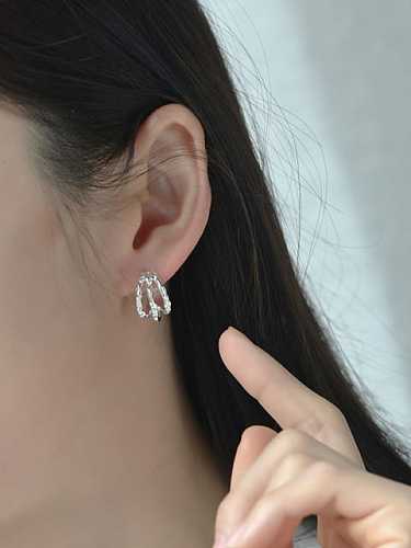Boucles d'oreilles à tige multicouche minimaliste géométrique en argent sterling 925