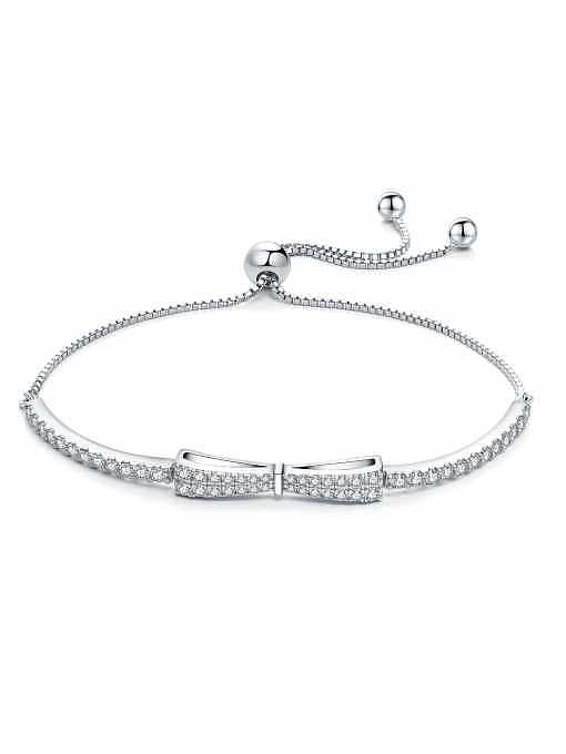 Bracelet ajustable Dainty avec nœud papillon en argent sterling 925 et diamants à haute teneur en carbone