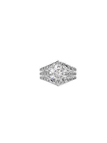 Anillo de banda de lujo geométrico de diamante de alto carbono de plata esterlina 925