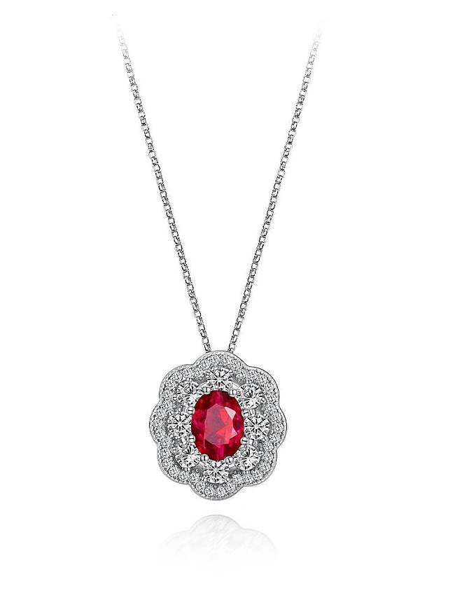 Colar de luxo geométrico diamante prata esterlina 925 alto carbono diamante vermelho