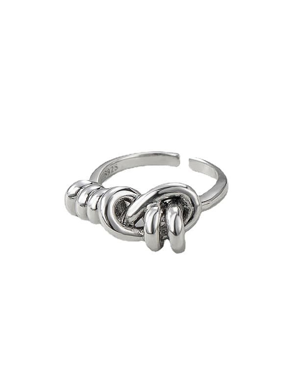 925 Sterling Silver Irregular Vintage Twist Knot Band Ring