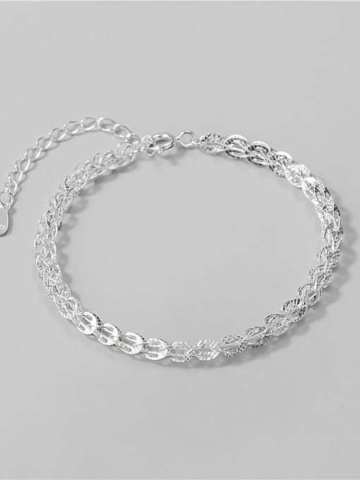 Pulseira de cordão minimalista irregular de prata esterlina 925