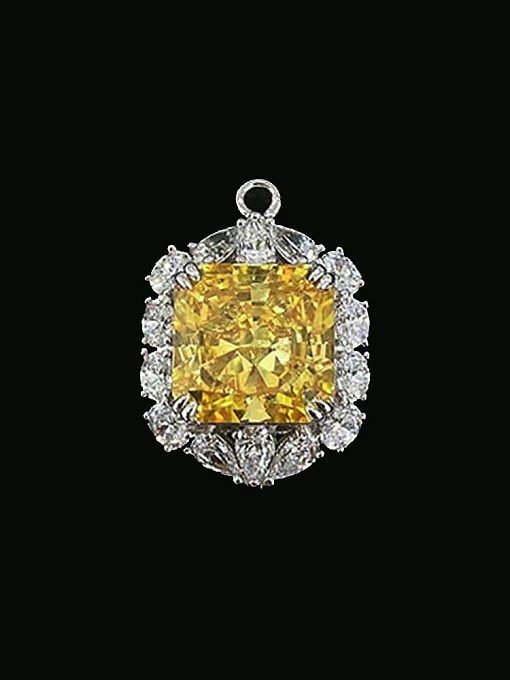 Collier de luxe goutte d'eau jaune diamant à haute teneur en carbone en argent sterling 925
