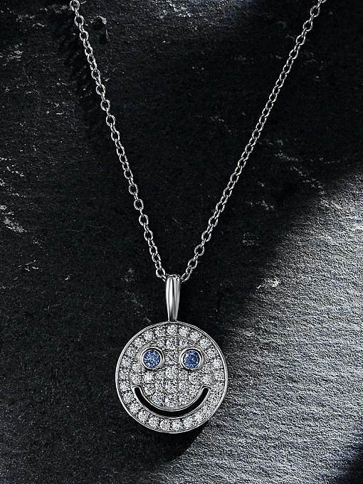 Runde Trend-Halskette mit Diamanten aus 925er Sterlingsilber mit hohem Kohlenstoffgehalt