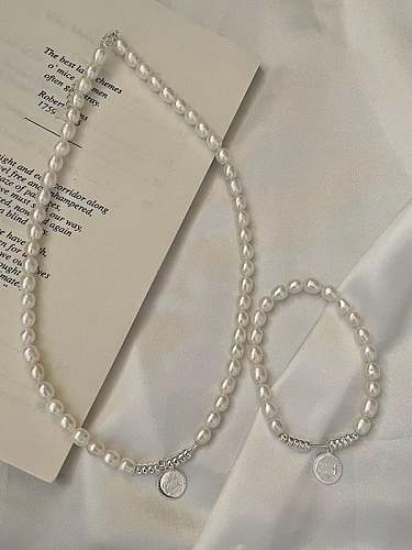 925 Sterling Silver Freshwater Pearl Round Vintage Necklace