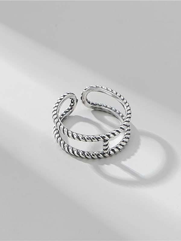 925 Sterling Silver Irregular Vintage Stackable Double Twist Ring