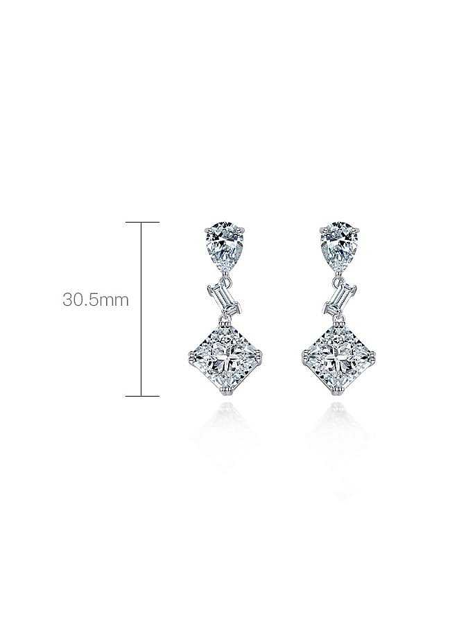 Boucles d'oreilles goutte de luxe géométrique en argent sterling 925 avec diamants à haute teneur en carbone