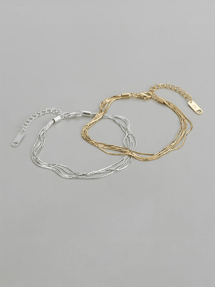 925 Sterling Silver Minimalist Multilayer Chain Bracelet