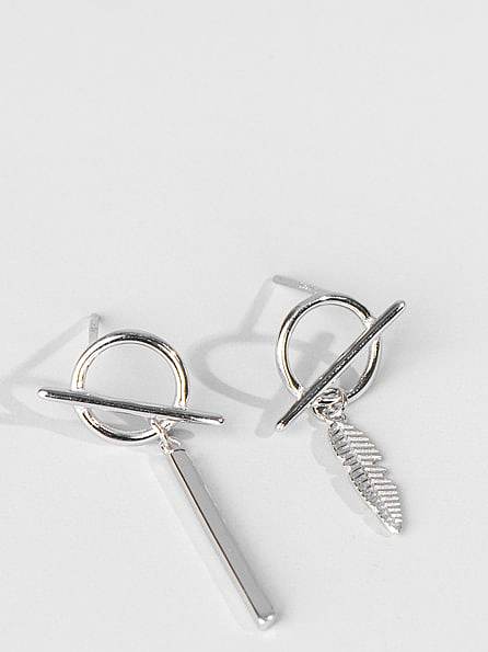 925 Sterling Silver Feather Minimalist Drop Earring