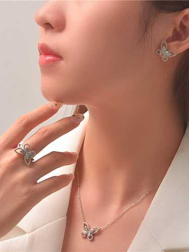 925 الفضة الاسترليني خاتم الماس عالية الكربون فراشة داينتي باند