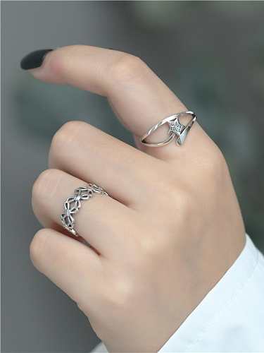 925 Sterling Silver Rhinestone Star Vintage Band Ring