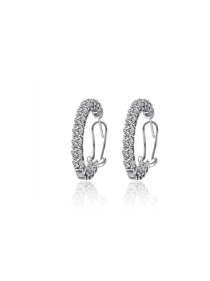 Boucles d'oreilles créoles délicates en forme de fleur de diamant à haute teneur en carbone en argent sterling 925