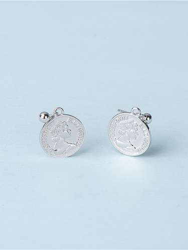 925 Sterling Silber Profilbild Coin Coin Vintage Drop Earring