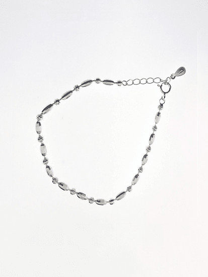 925 Sterling Silver Weave Vintage Beaded Bracelet