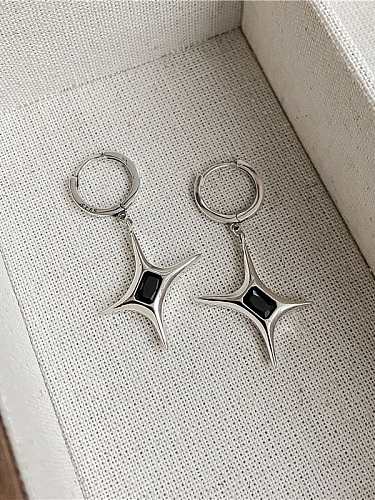 Boucles d'oreilles pendantes vintage en argent sterling 925 avec oxyde de zirconium et étoile