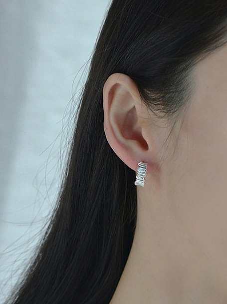 925 Sterling Silver C Shape Line Splicing Minimalist Stud Earring