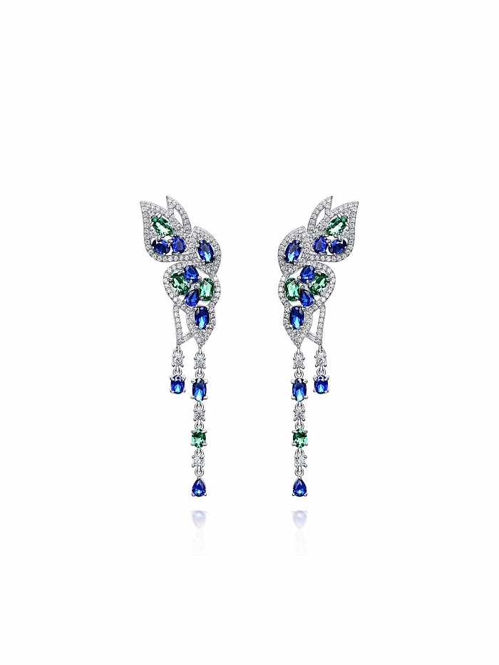 Boucles d'oreilles goutte de luxe papillon bleu diamant à haute teneur en carbone en argent sterling 925