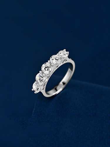 Anel delicado flor de diamante de prata esterlina de alto carbono 925